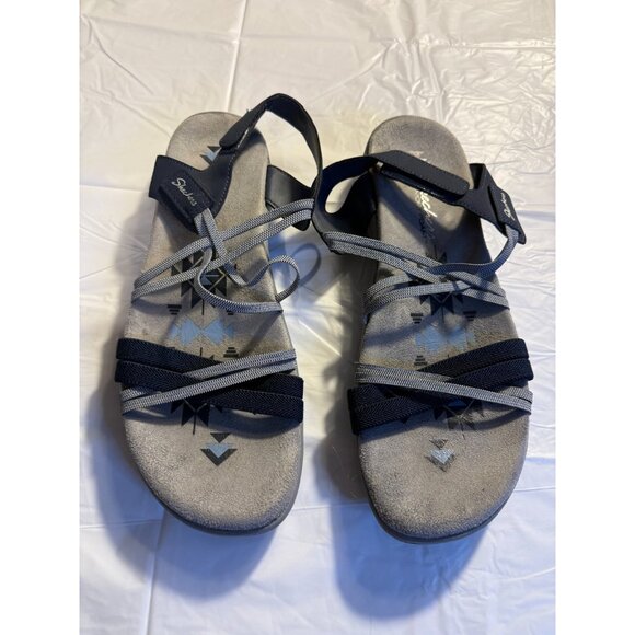 Skechers Womens Sandals Size 11 Reggae Style Blue gray Memory Foam - Picture 1 of 3